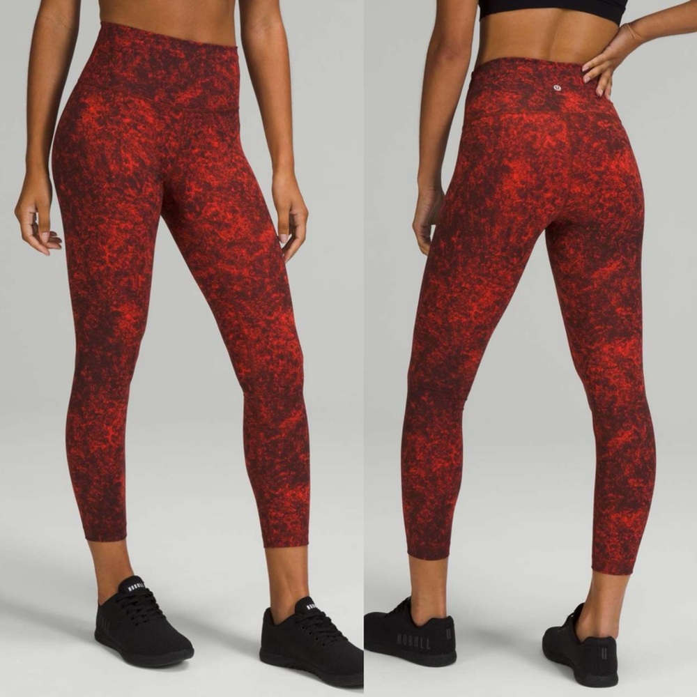 lululemon athletica Red Marbled High-Rise Leggings